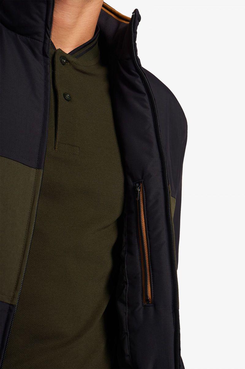 Black Fred Perry Colour Block Padded Brentham Men's Jackets | PH 1183EBCX